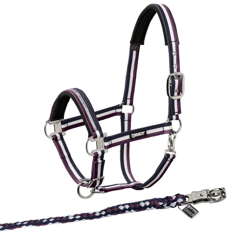 Eskadron  Set Halfter Pin Buckle mit Panikhakenstrick in navy-white-blackberry