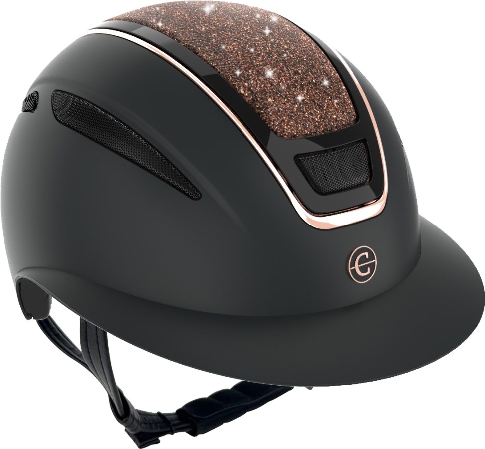 Covalliero Reithelm Elite Polo in schwarz Glitzer rosegold
