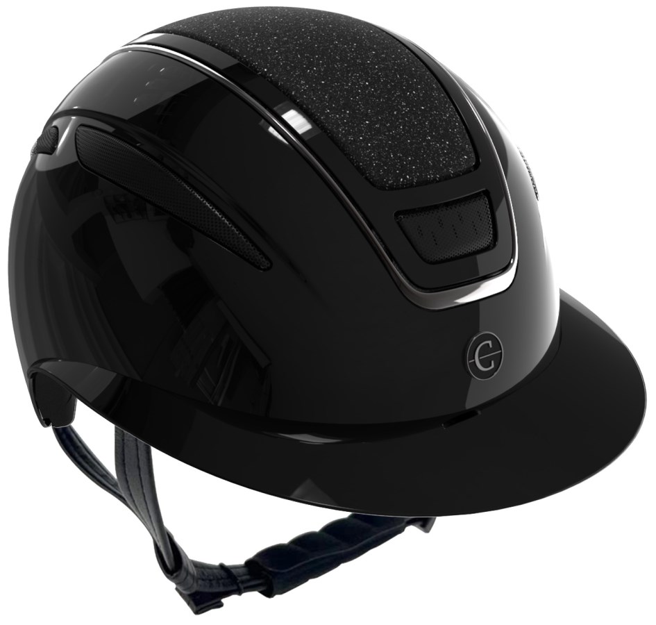 Covalliero Reithelm Elite Polo in lackschwarz Glitzer schwarz