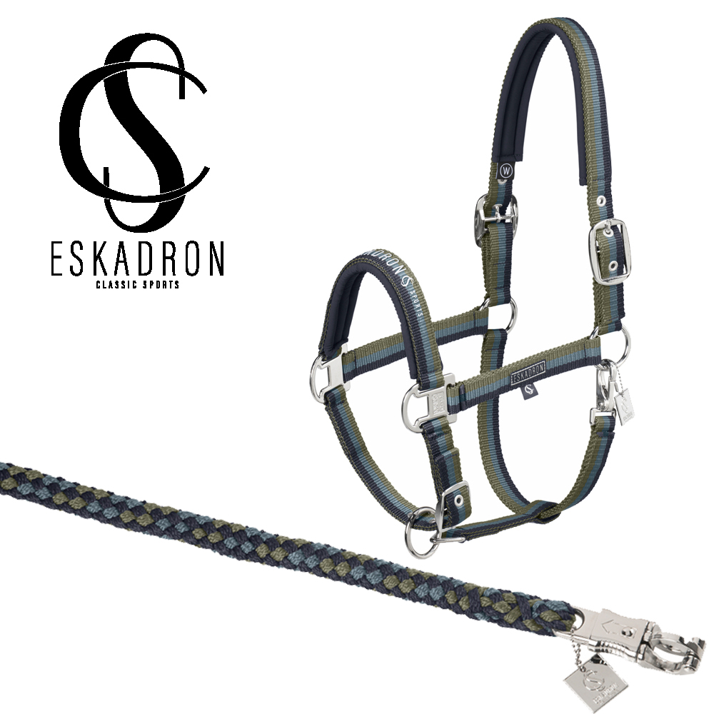 SET Eskadron Classic Sports Halfter & Strick navy/steel blue/dusty olive	