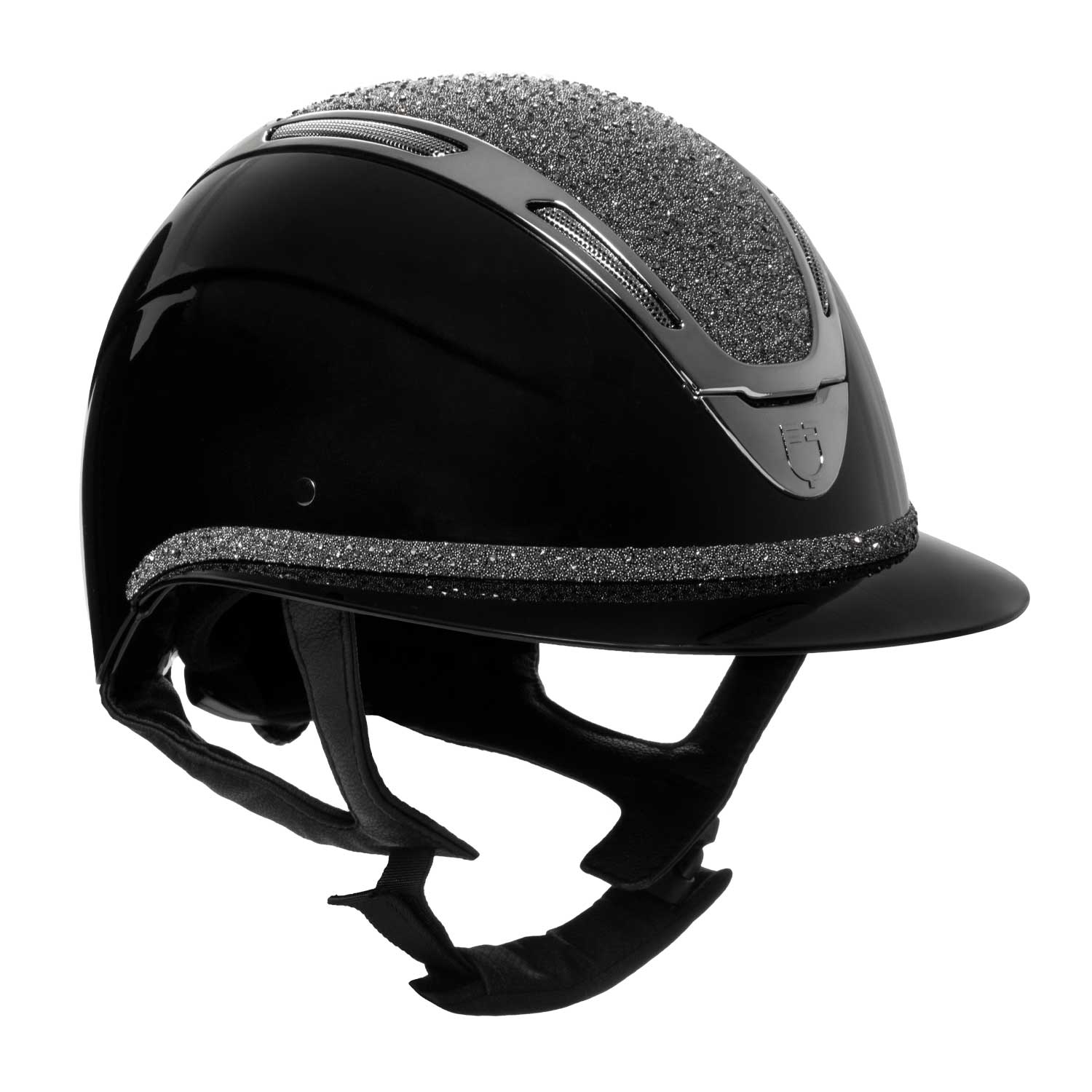 Equestro Reithelm Apocalypse glossy black/gunmetal mit Strasssteinen