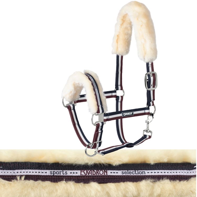 Eskadron Halfter Lammfell Dornschnalle New Basic in nightblue-white-blackberry,Gr. Pony 2