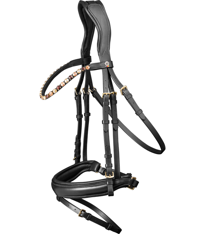 Waldhausen X-Line Trensenzaum schwarz Goldheart 