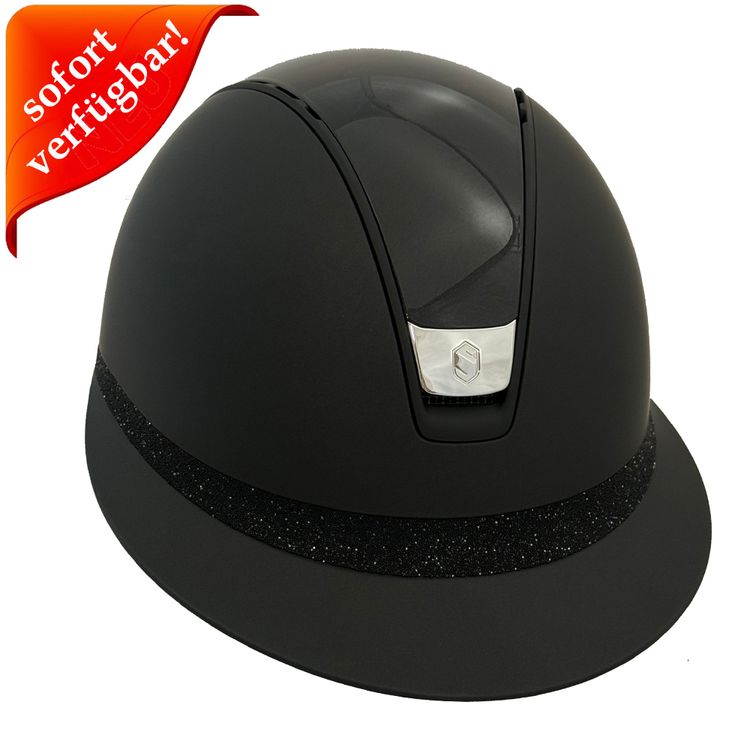 Samshield Miss Shield 2.0 Shadowmatt black - Top Glossy black + FB Crystal Fabric Swarovski black, Trim black matt, Blason chrome 