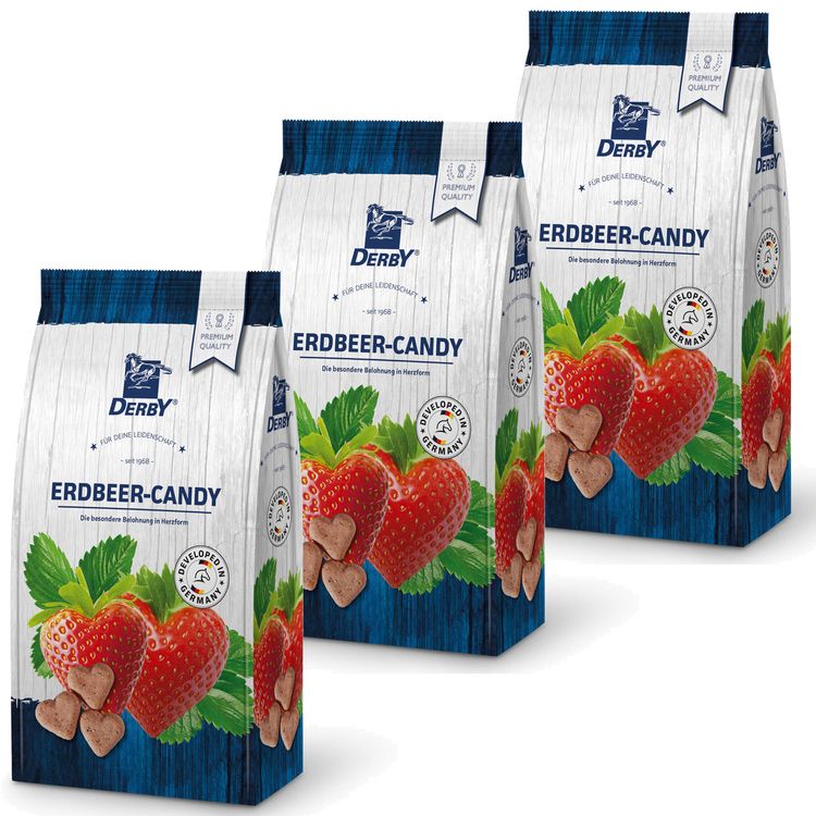 DERBY 3er Pack Erdbeer-Candy Pferdeleckerchen (3x1kg)