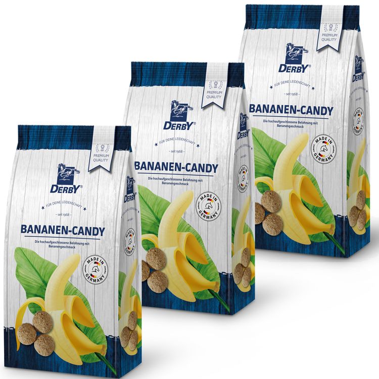 DERBY 3er Pack Bananen-Candy Pferdeleckerchen (3x1kg)