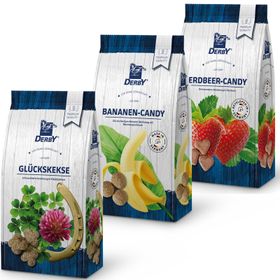 DERBY 3er Pack Pferdeleckerchen Banane & Erdbeere Candy & Glückskekse (3x1kg)