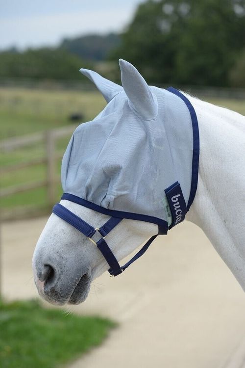 Bucas Buzz-Off Fly Mask silver/navy