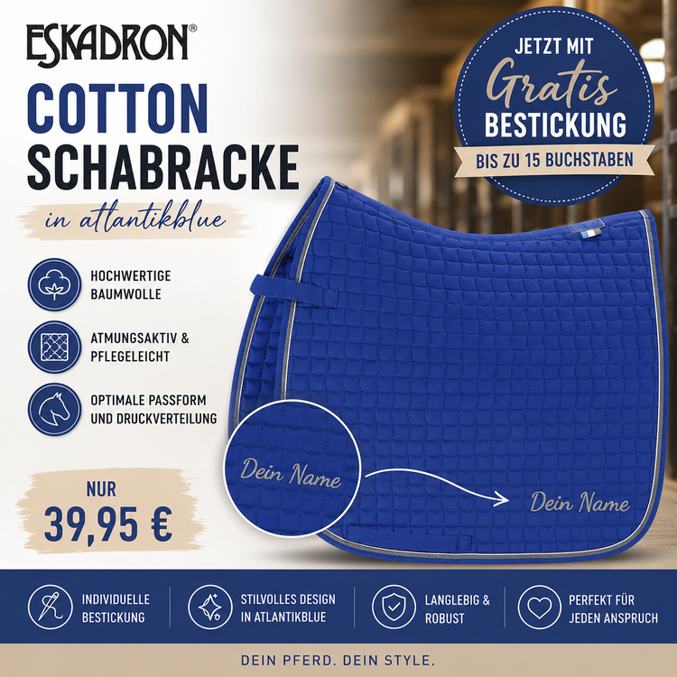 Eskadron Cotton Schabracke in atlanticblue inkl.gratis Bestickung