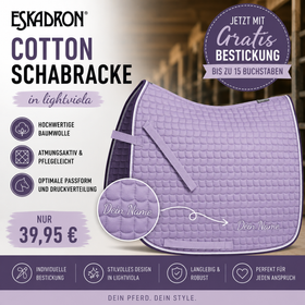 Eskadron Cotton Schabracke in lightviola inkl.gratis Bestickung