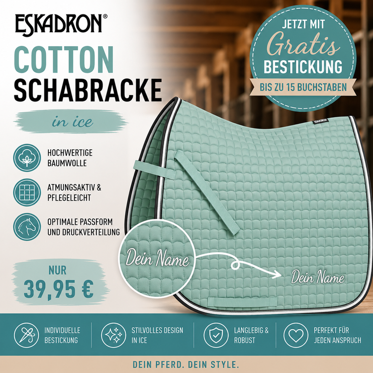 Eskadron Cotton Schabracke in ice inkl.gratis Bestickung