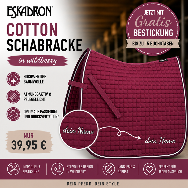 Eskadron Cotton Schabracke in wildberry inkl.gratis Bestickung