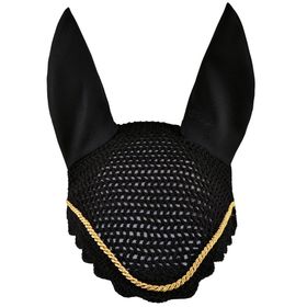 Eskadron Fliegenohren schwarz mit goldfarbener Kordel, Warmblut & Pony - NEU