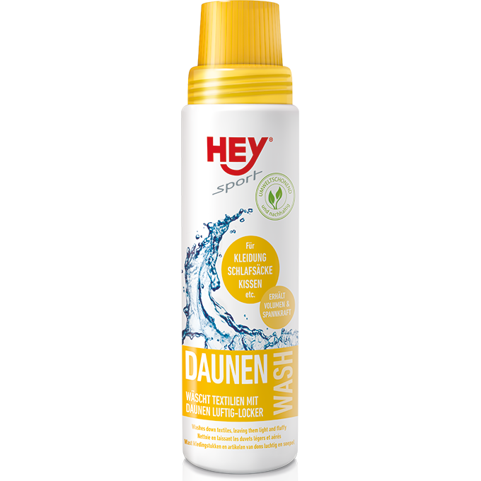 HEY SPORT® Daunen Wash,  Die sanfte Pflege für alle Textilien mit Daunen - 250ml