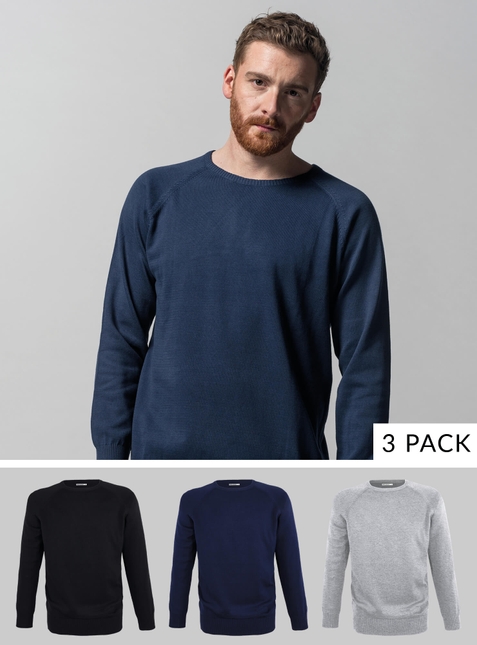 Men Fine-Knit Jumper 3 Pack