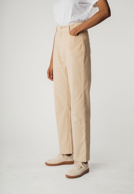 High Waist Straight Leg Corduroy Pants OORJA