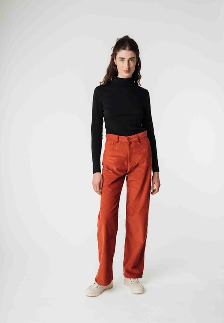 High Waist Straight Leg Corduroy Pants OORJA