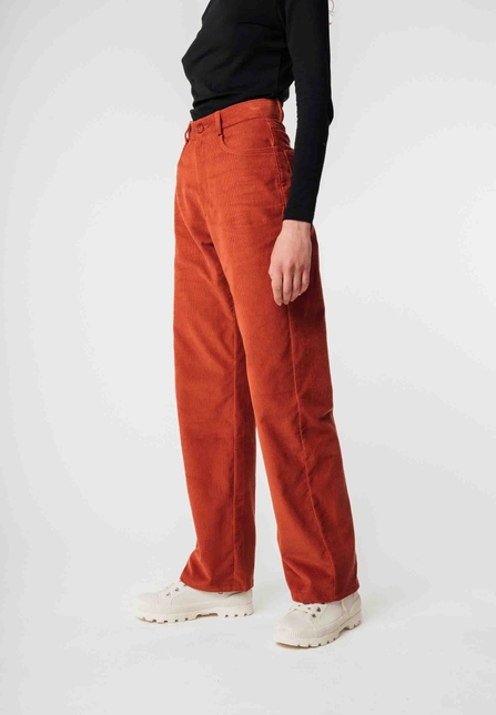 High Waist Straight Leg Corduroy Pants OORJA