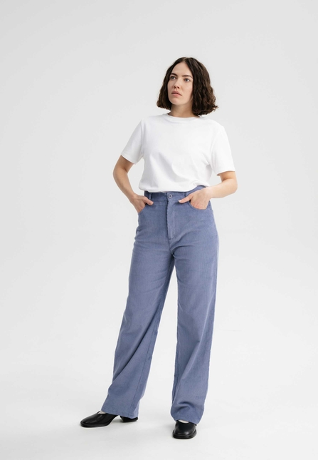 Women High Waist Straight Leg Corduroy Pants OORJA