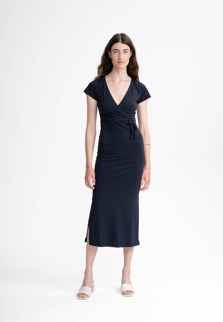 Damen V-Neck Kleid lang SHREOSHI