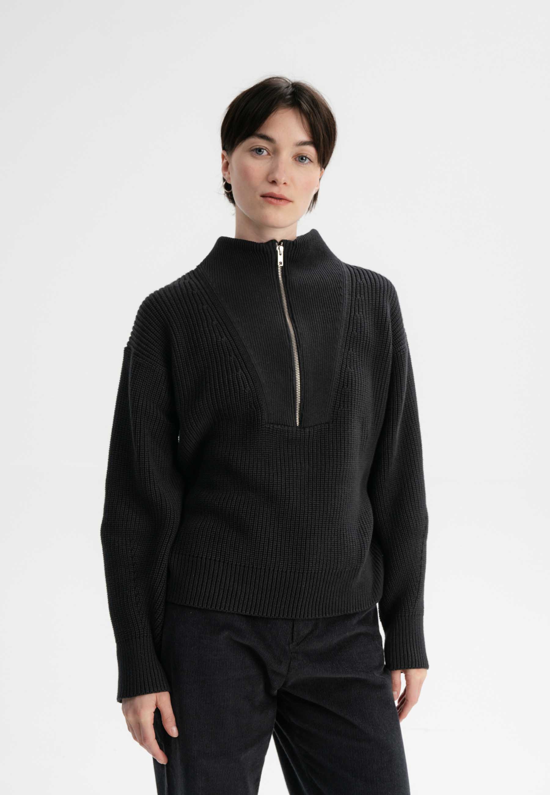 Women Rib Knit Troyer KIMAYA