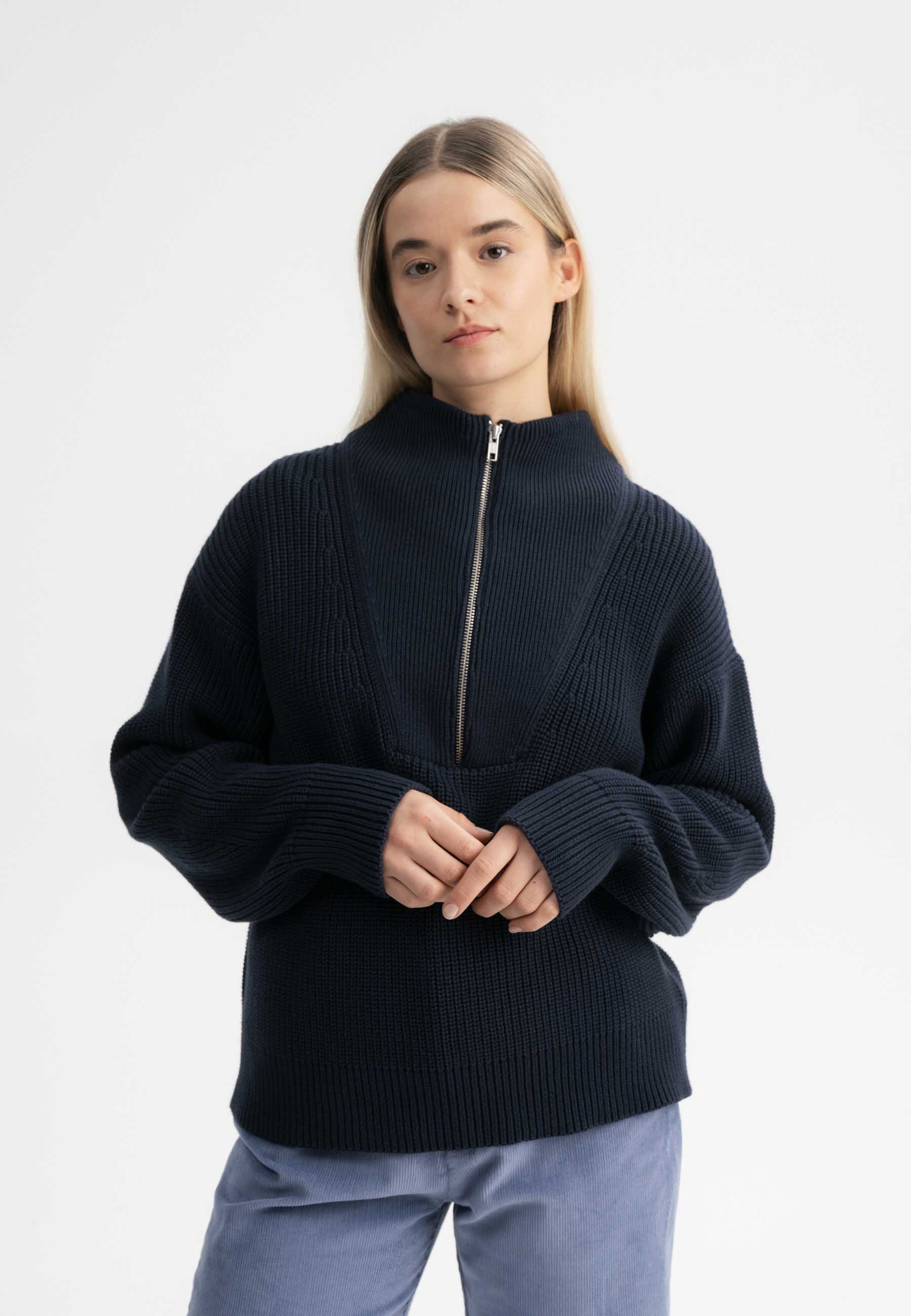 Women Rib Knit Troyer KIMAYA