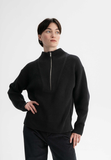 Women Rib Knit Troyer KIMAYA