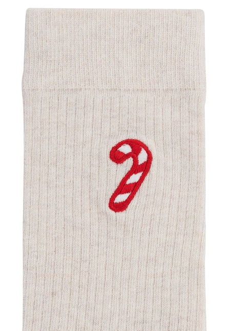 Ribbed Socks Embroidery 1 Pack