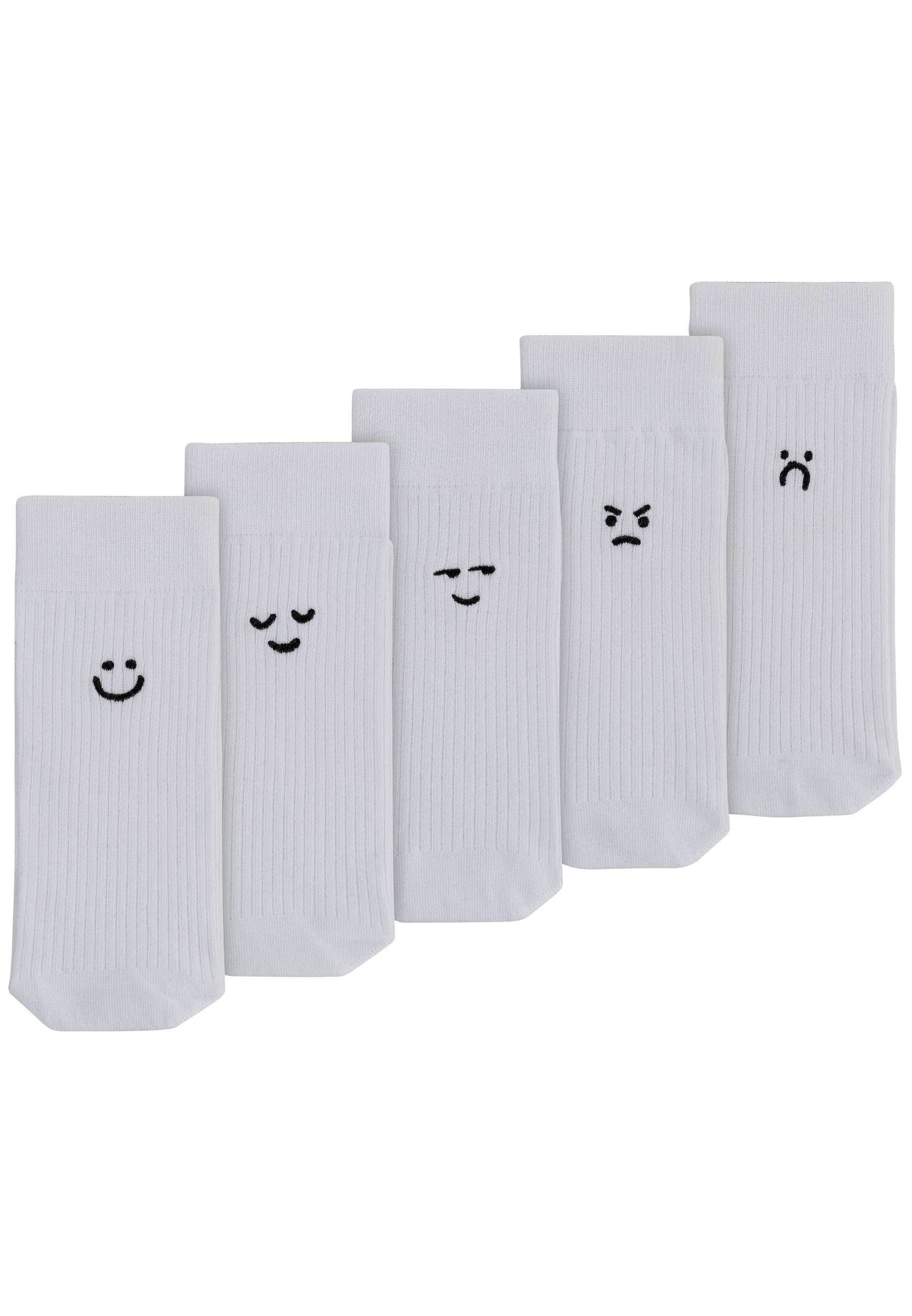 Unisex Gerippte Socken Stickerei 5er Pack