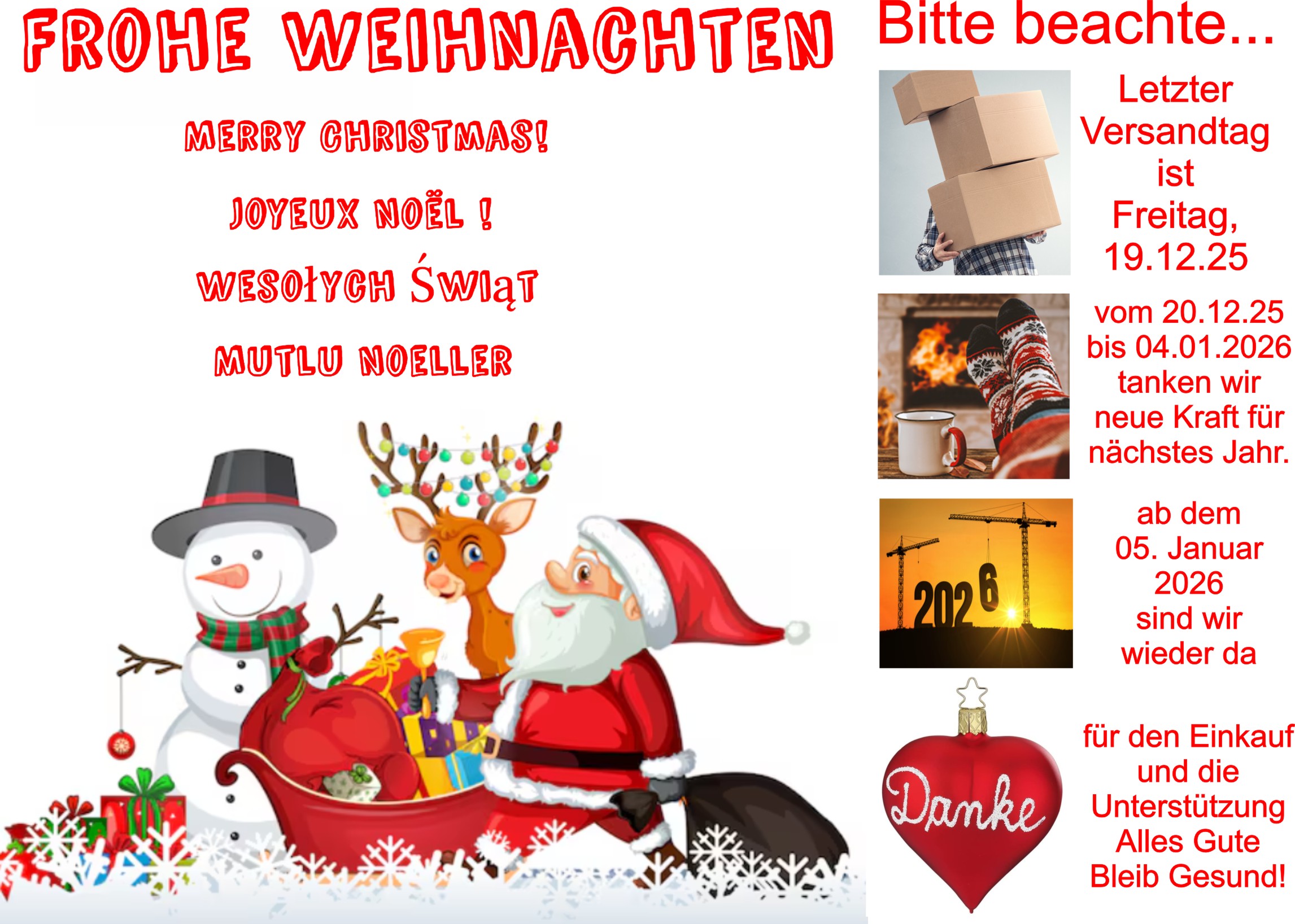 Weihnachtlicher Hinweis