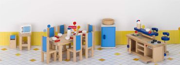 Puppenhaus Einrichtung Küche Möbel Holz 30tlg.