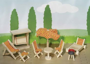 Puppenhaus Einrichtung Gartenmöbel 9tlg.