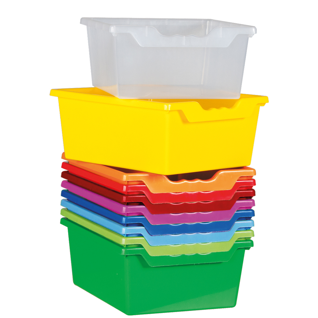 Fahrbares Regal mit 3 flachen und 3 hohen ErgoTray Boxen Fahrbares Regal mit 3 flachen und 3 hohen ErgoTray Boxen