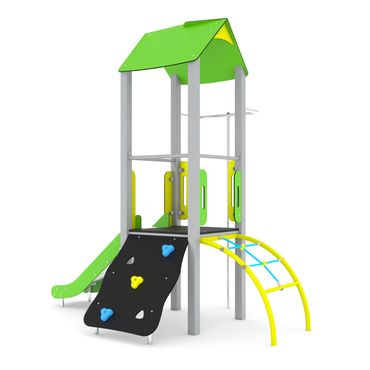 Spielturm aus Stahl mit Rutsche 