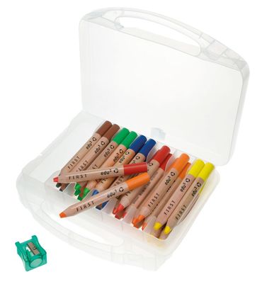 edu3 Wachskreidebuntstifte 36tlg. + 3 Spitzer im Kunststoffkoffer