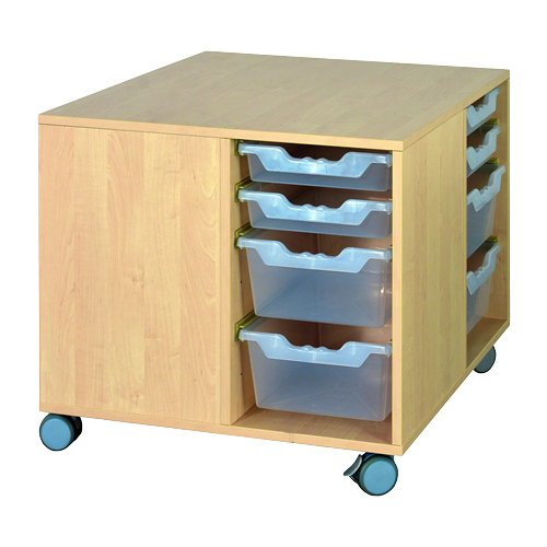 Bau- und Spielinsel mit transparenten Boxen Bau- und Spielinsel mit transparenten Boxen