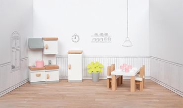 Puppenhaus Einrichtung Küche Style Holz 20tlg.