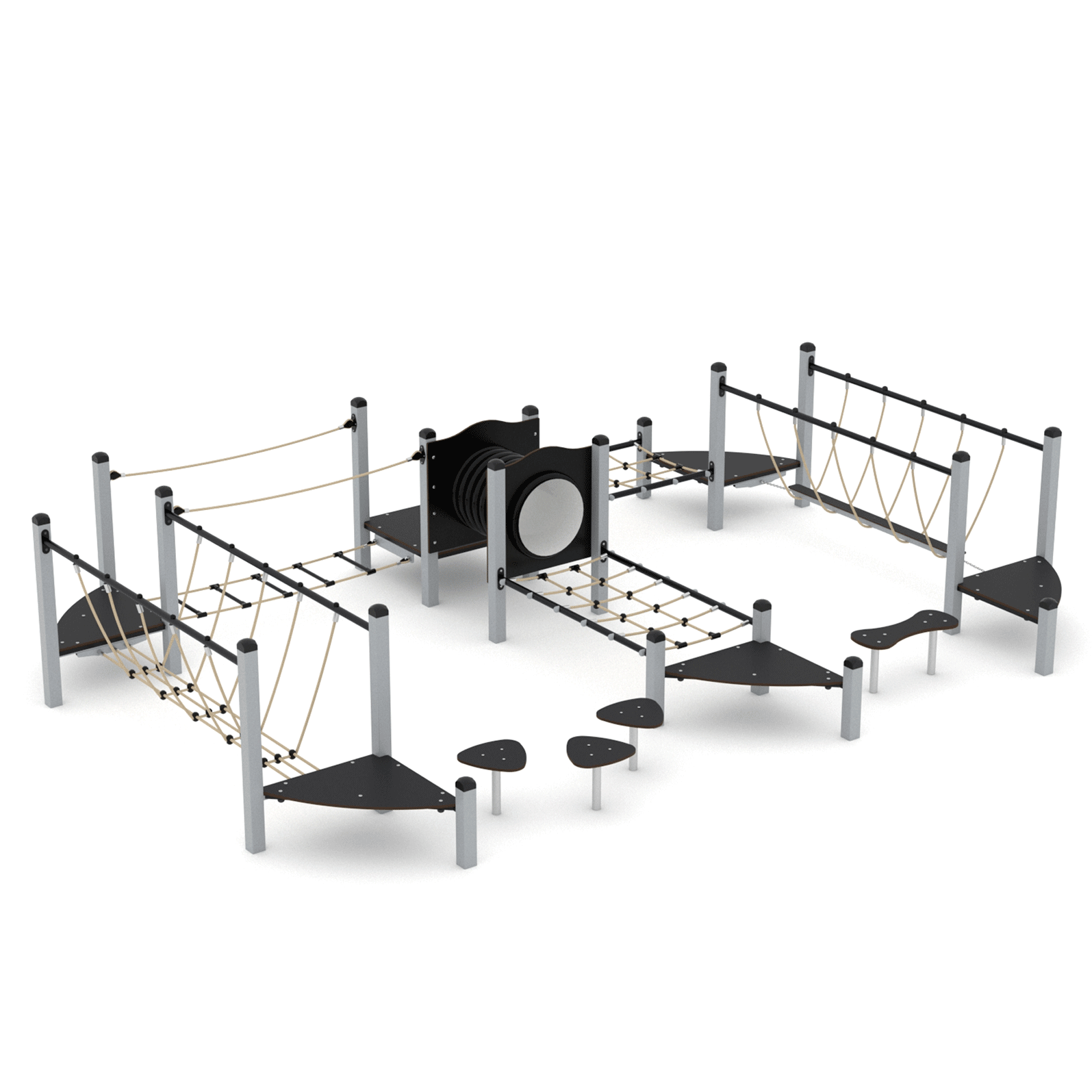 Kletterlandschaft aus Stahl mit Röhren, Netzen und Kletterpodesten Kletterlandschaft Stahlkonstruktion Kletterlandschaft aus Stahl mit Röhren, Netzen und Kletterpodesten Kletterlandschaft Stahlkonstruktion