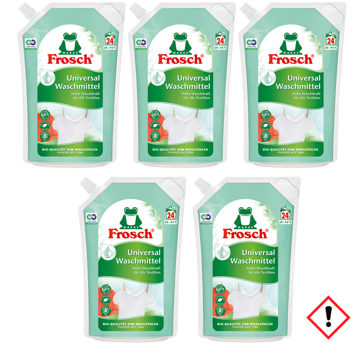 Frosch Flssig Waschmittel Wiederverschliebar 24 WL 1800ml 5er Pack |  Mega-Einkaufsparadies