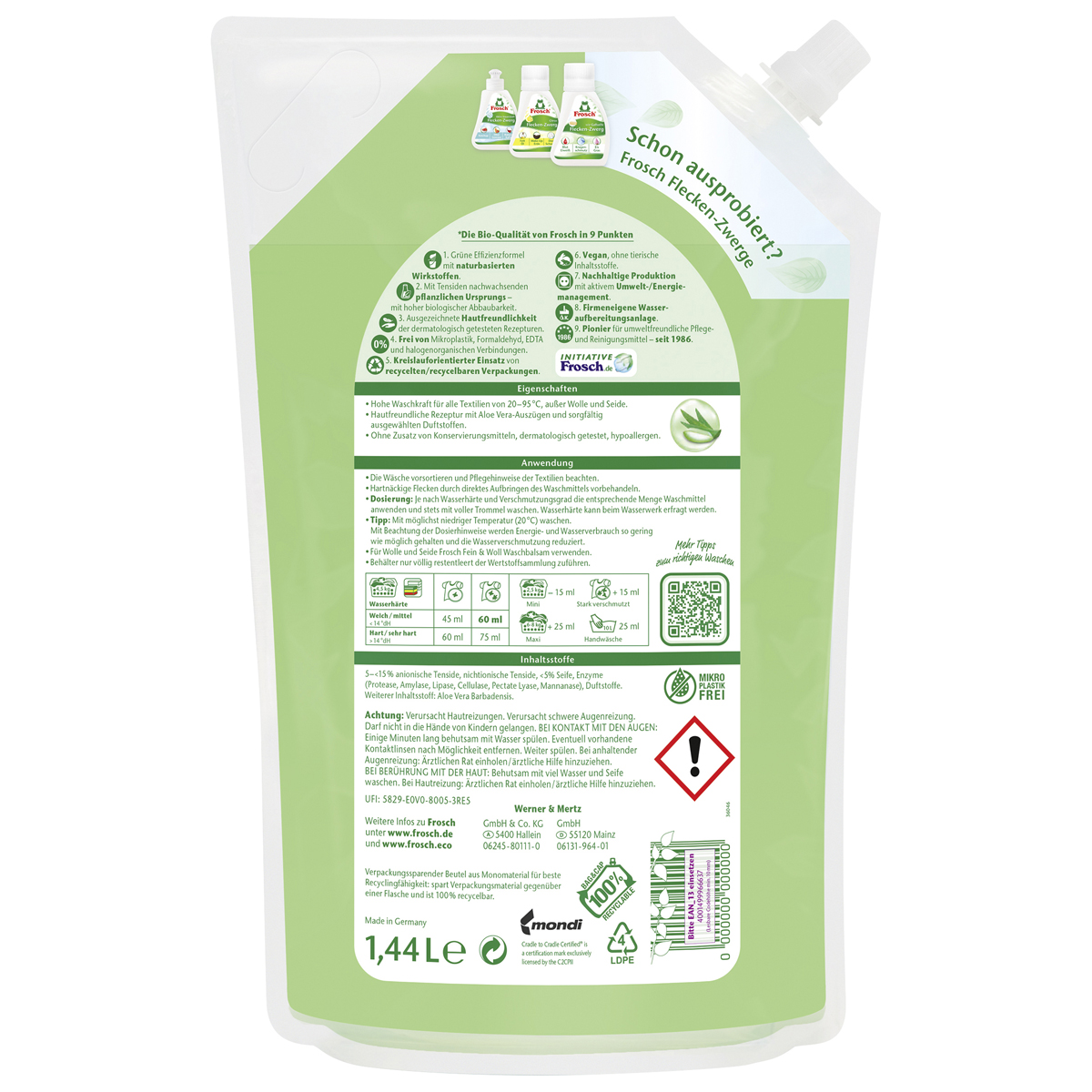 Frosch Aloe Vera Sensitiv Waschmittel Wiederverschliebar 24 WL |  Mega-Einkaufsparadies
