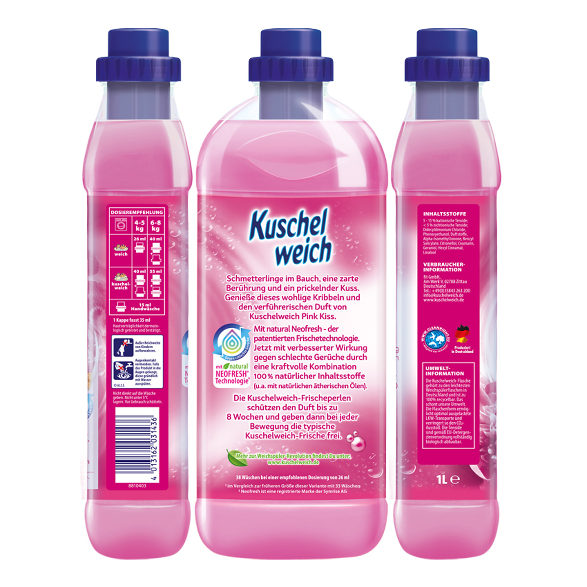 Kuschelweich Weichspüler Pink Kiss ergibt 38 Waschladungen 1L 6er