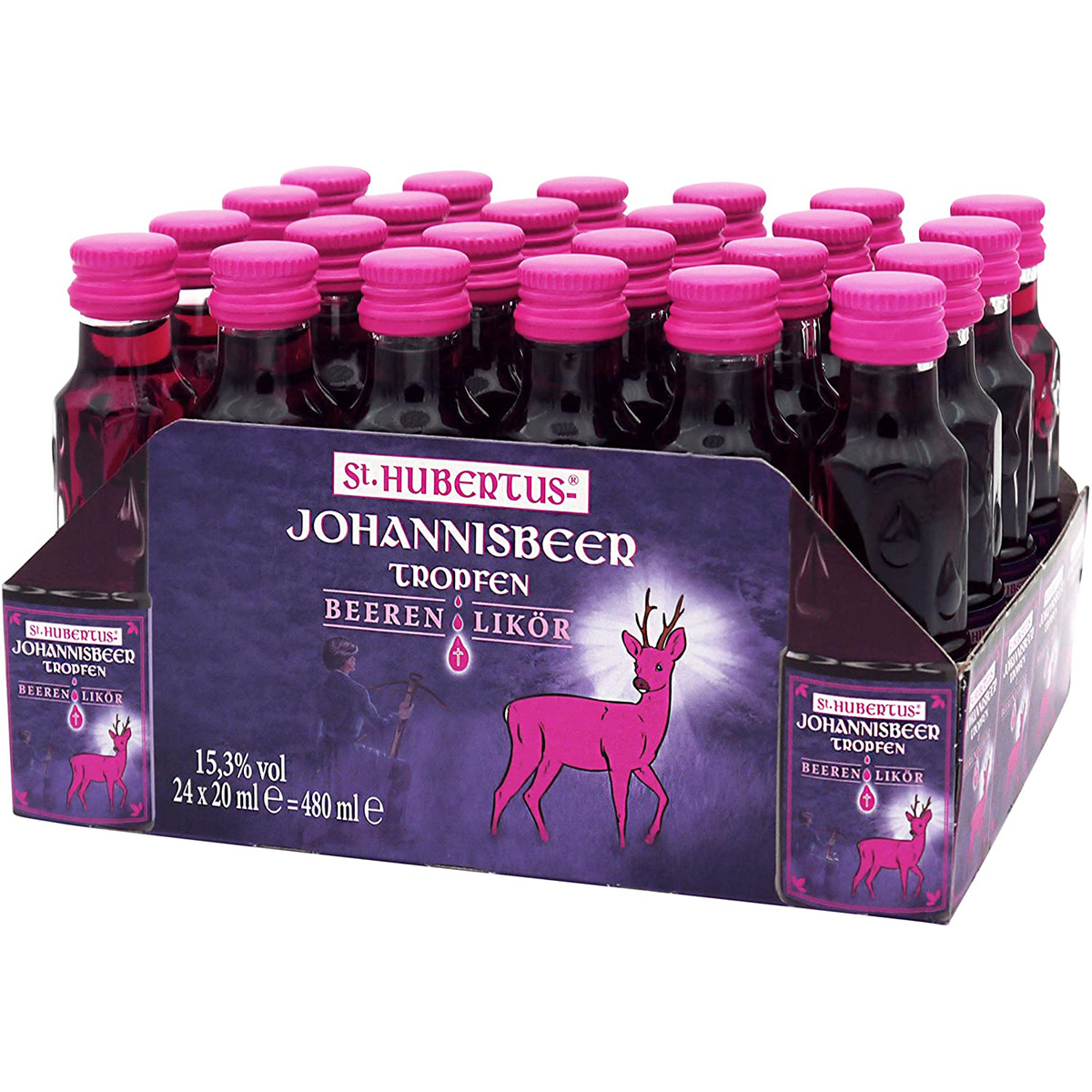 St. Hubertus Johannisbeer Tropfen Beeren Likör Premium Shot 24 x 20ml ...