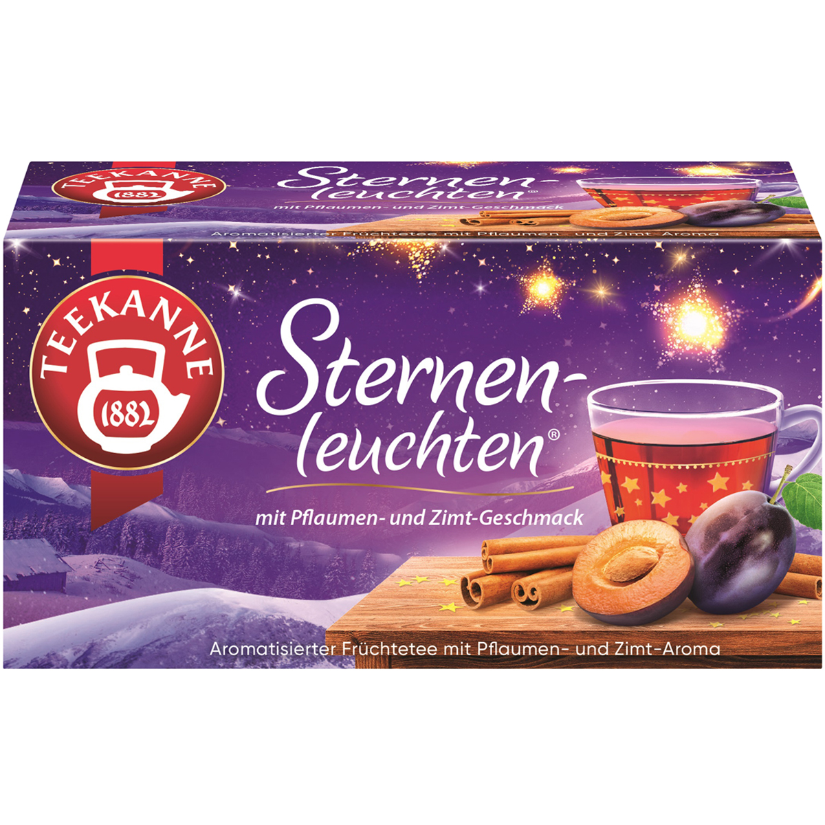 Teekanne Sternenleuchten Früchtetee mit Pflaumen und Zimt 50g |  Mega-Einkaufsparadies