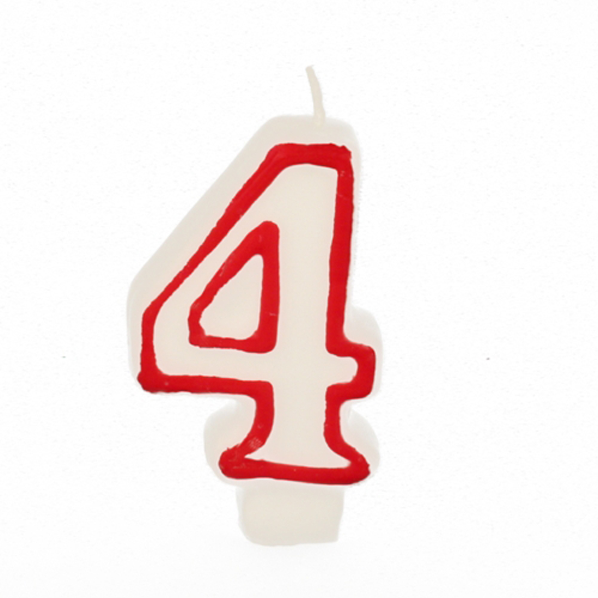 Papstar Number Candle Four White with Red Edge Made of Wax