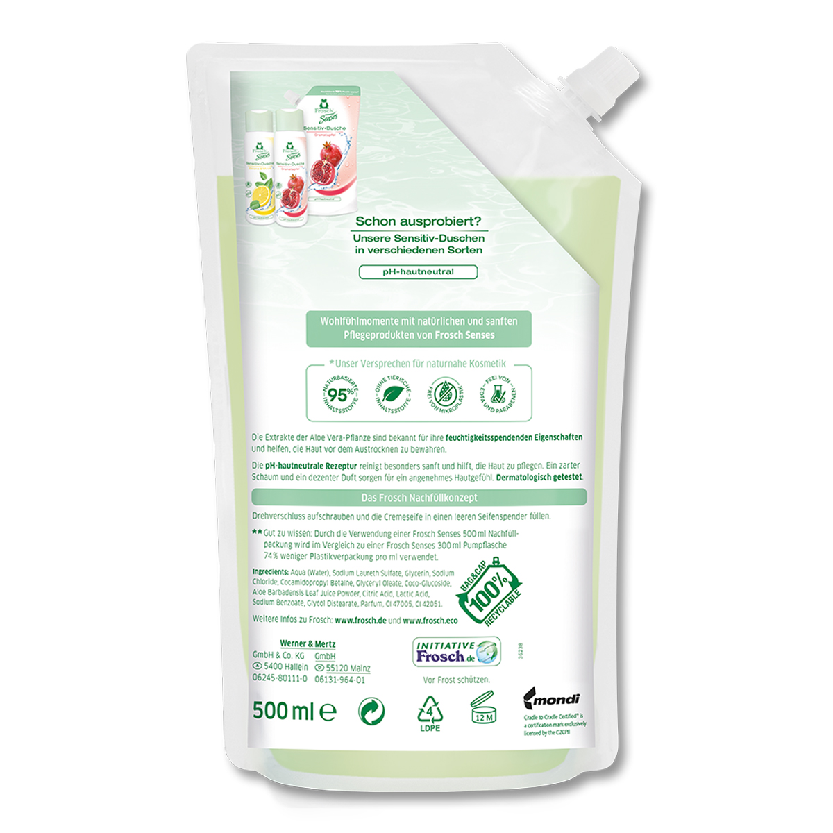 Frosch Senses Cremeseife Aloe Vera Nachfllbeutel 500ml |  Mega-Einkaufsparadies