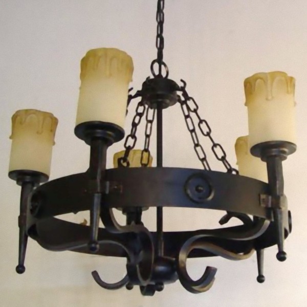 Deckenlampe Kronleuchter 5 Kerzen Leuchten runde Burg Hängelampe