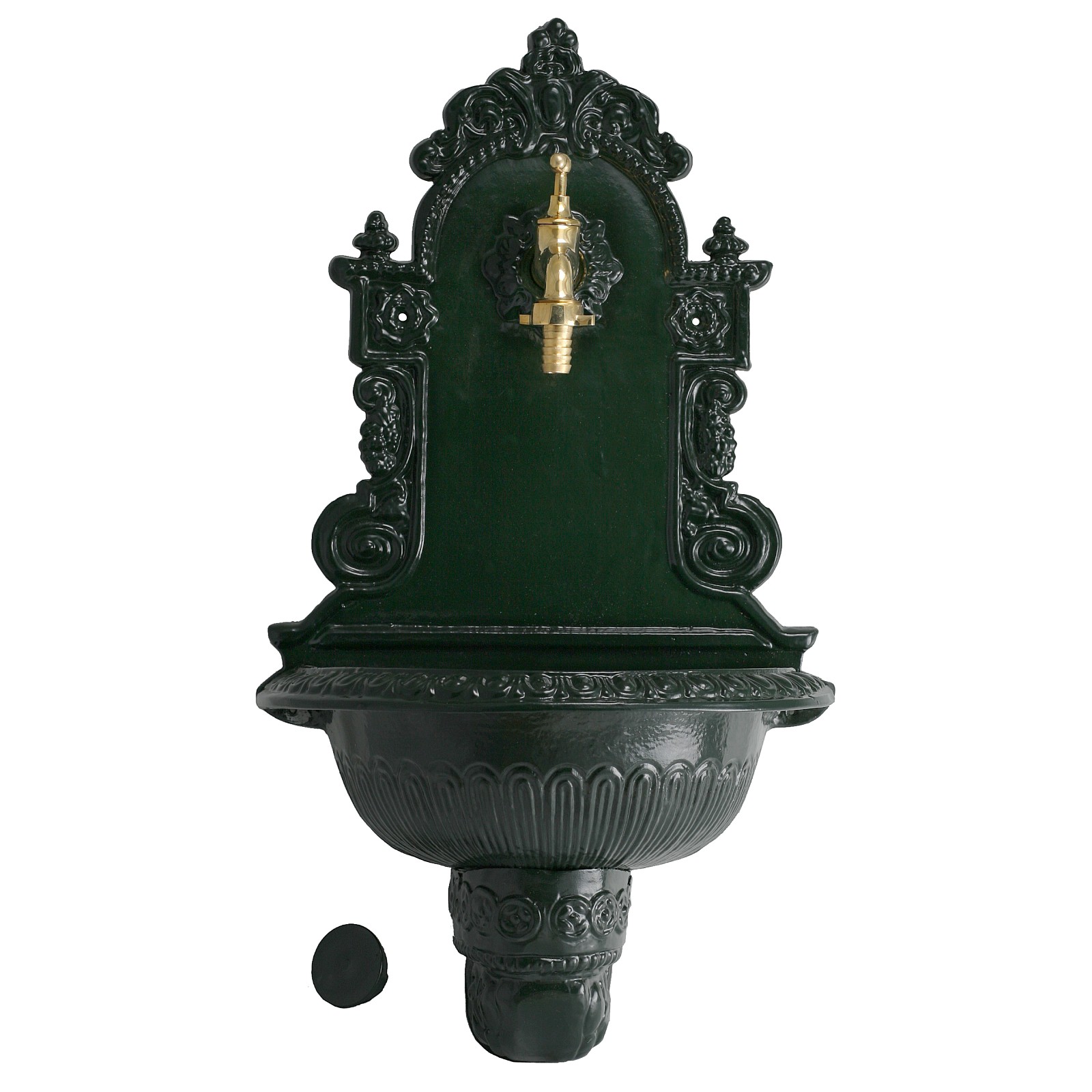 Wand Brunnen grün Aluminium antike Gartengestaltung Zierbrunnen