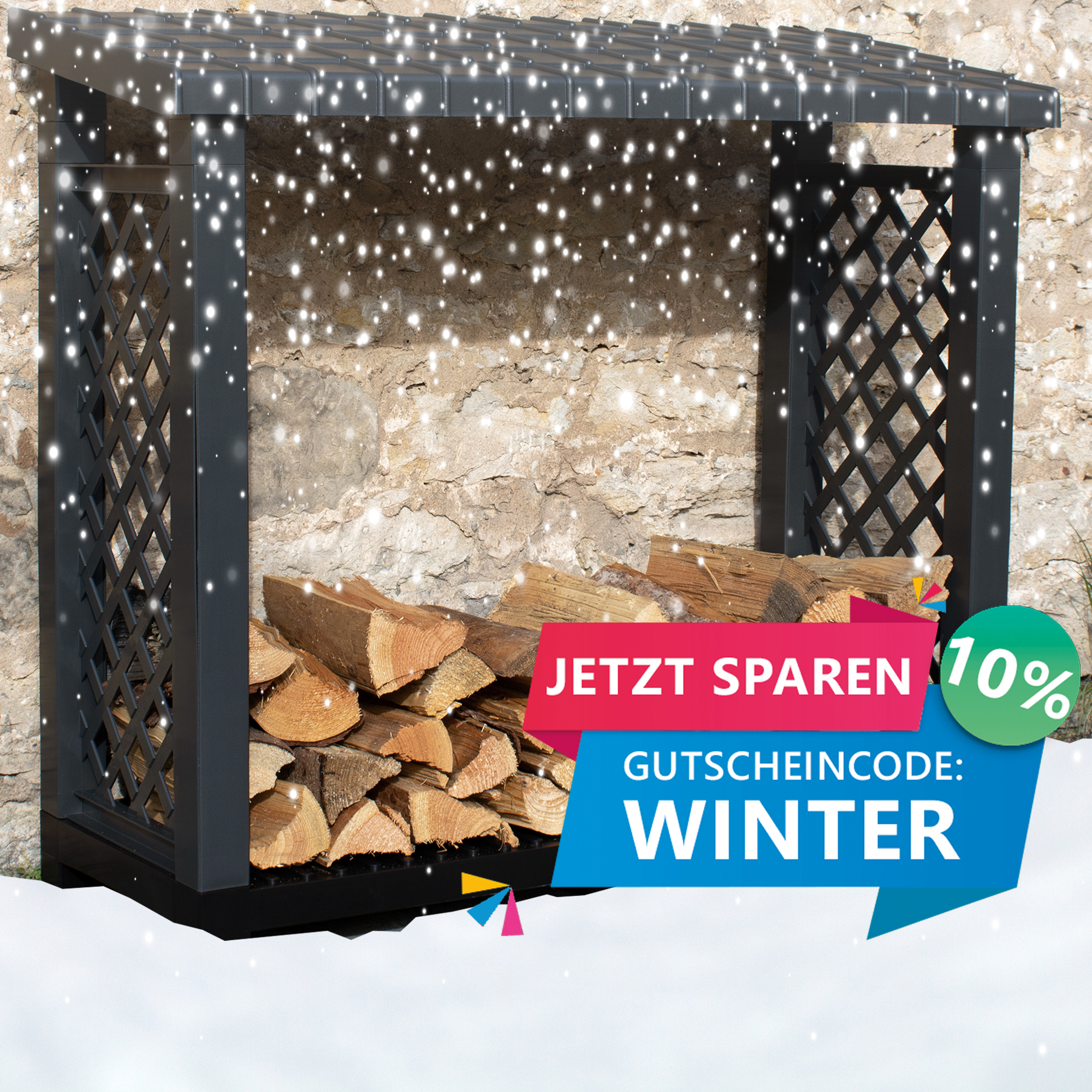     Kaminholzregal NYVIGreen 114x102x47 cm Anthrazit - Brennholzregal aus wetterfestem & recyceltem Kunststoff