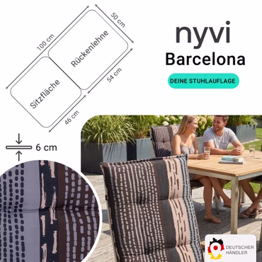 Gartenstuhl-Auflage Barcelona – Niedriglehnerauflage für Gartenstühle, Anzahl: 2er Set, Dessin: Bangui Grau
