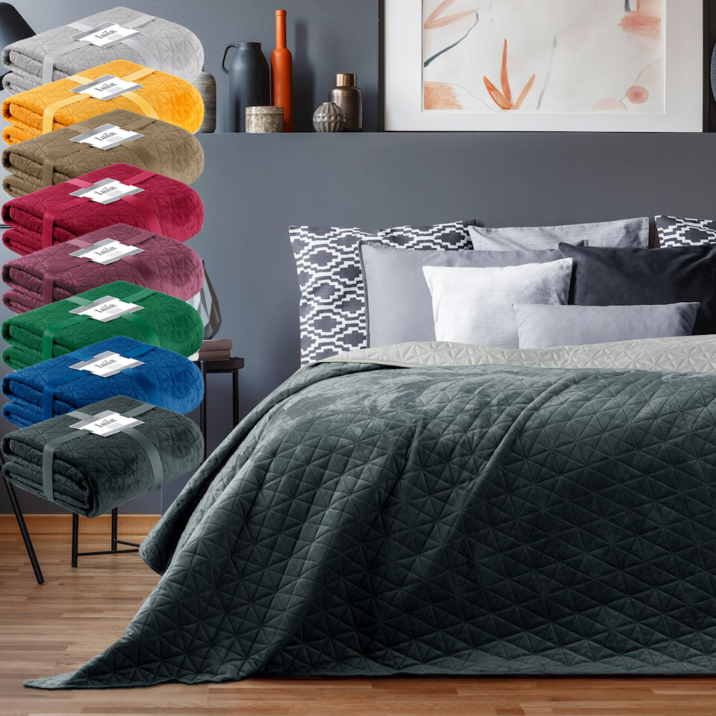 Tagesdecke Bettüberwurf Uni Einfarbig Gesteppt Wohndecke Steppdecke So – One Home